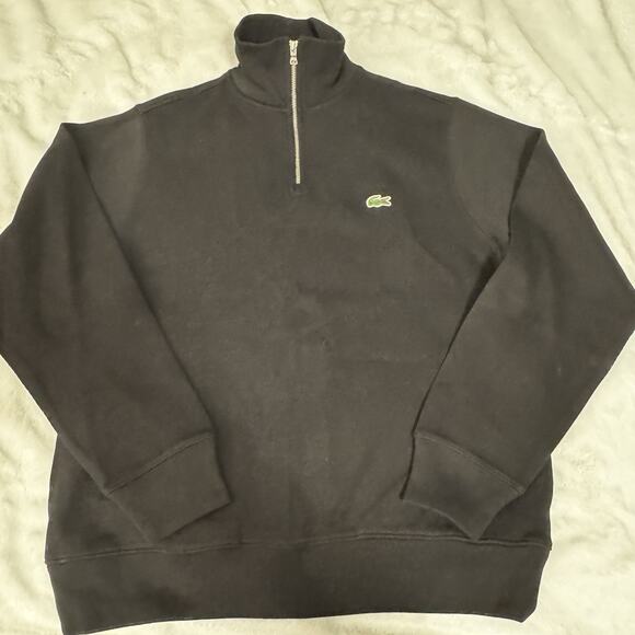 Lacoste Zip Neck Sweater Men’s Medium NWT Black - Picture 1 of 7